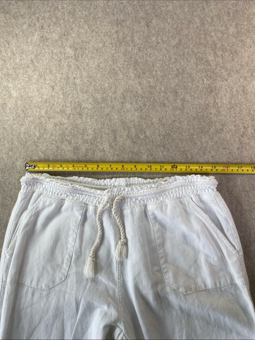 Ci Sono White Linen Blend Drawstring Wide Leg Pants XL Resort - Picture 6 of 10